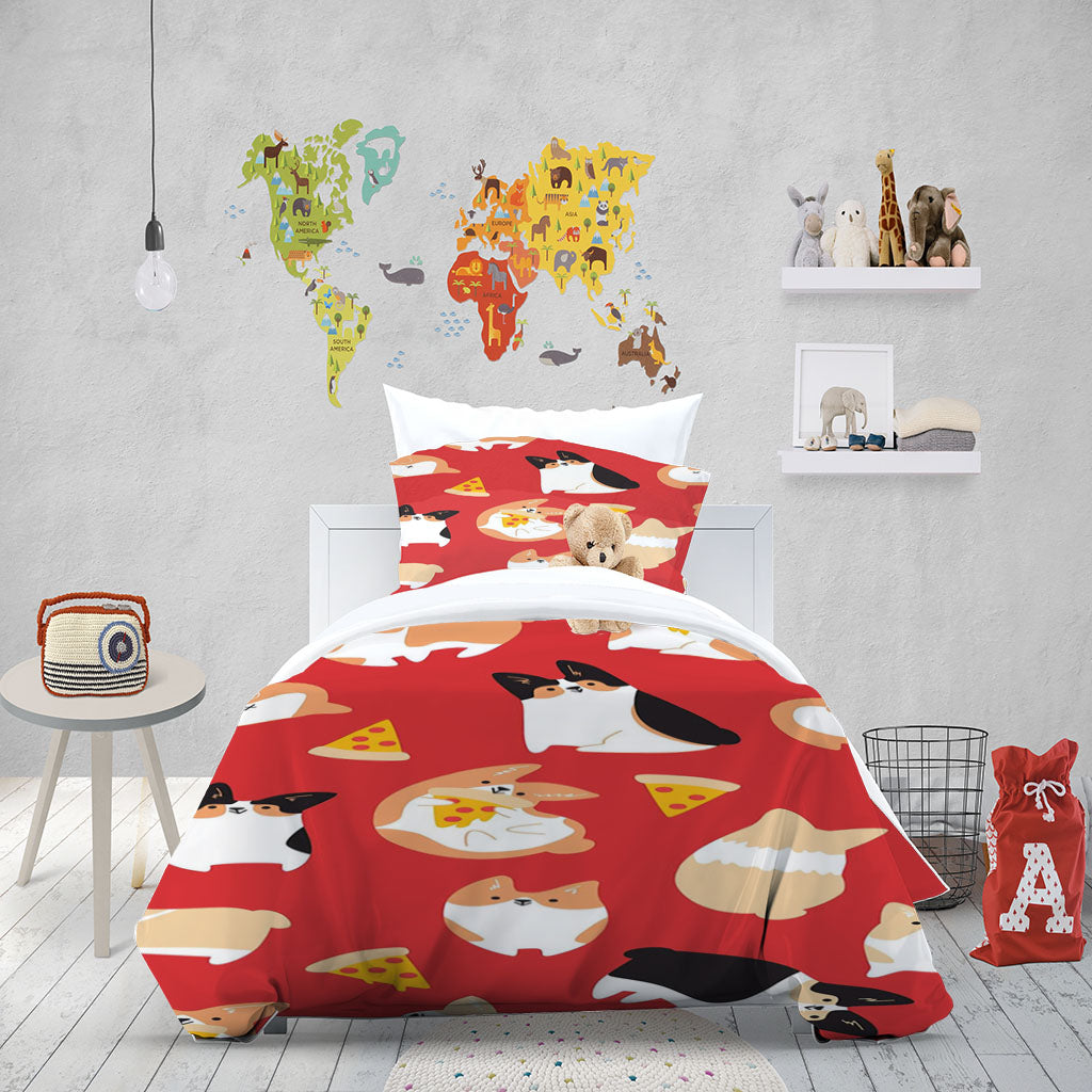 3D Animal Cat Pizza Red Quilt Cover Set Bedding Set Duvet Cover Pillowcases 1278