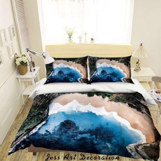 3D Blue Beach Landscape Quilt Cover Set Bedding Set Duvet Cover Pillowcases 560