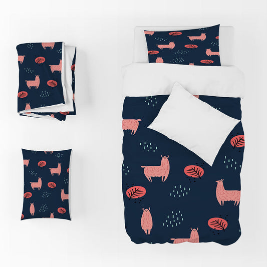 3D Alpaca Leaf Wave Point Black Quilt Cover Set Bedding Set Duvet Cover Pillowcases 1279