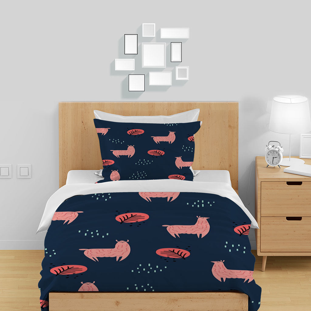 3D Alpaca Leaf Wave Point Black Quilt Cover Set Bedding Set Duvet Cover Pillowcases 1279