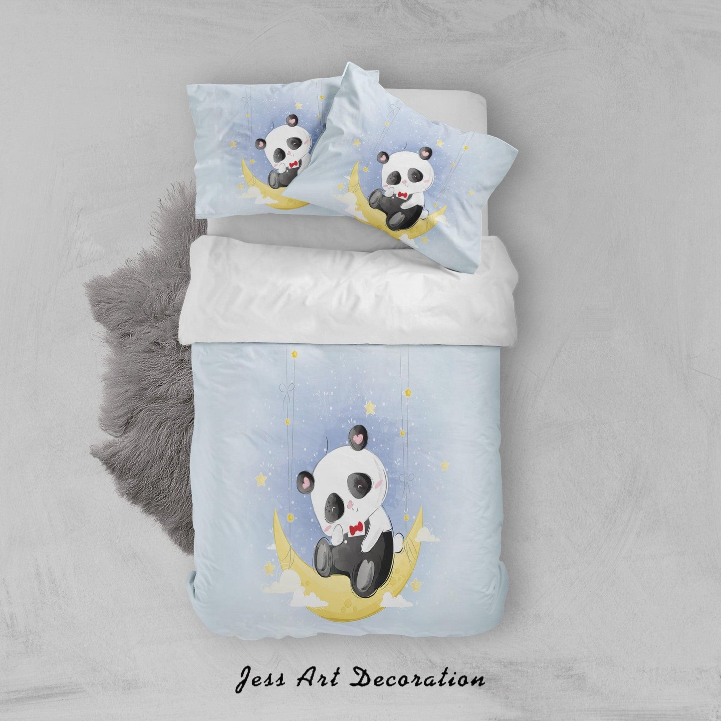 3D Blue Moon Panda Quilt Cover Set Bedding Set Duvet Cover Pillowcases SF91