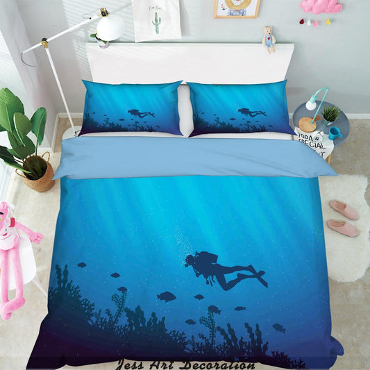 3D Blue Sea Quilt Cover Set Bedding Set Pillowcases 20