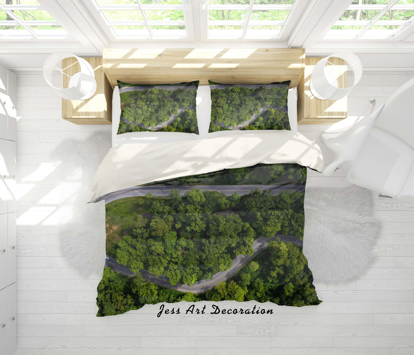 3D Aerial Photography Forest Highway Quilt Cover Set Bedding Set Pillowcases 23