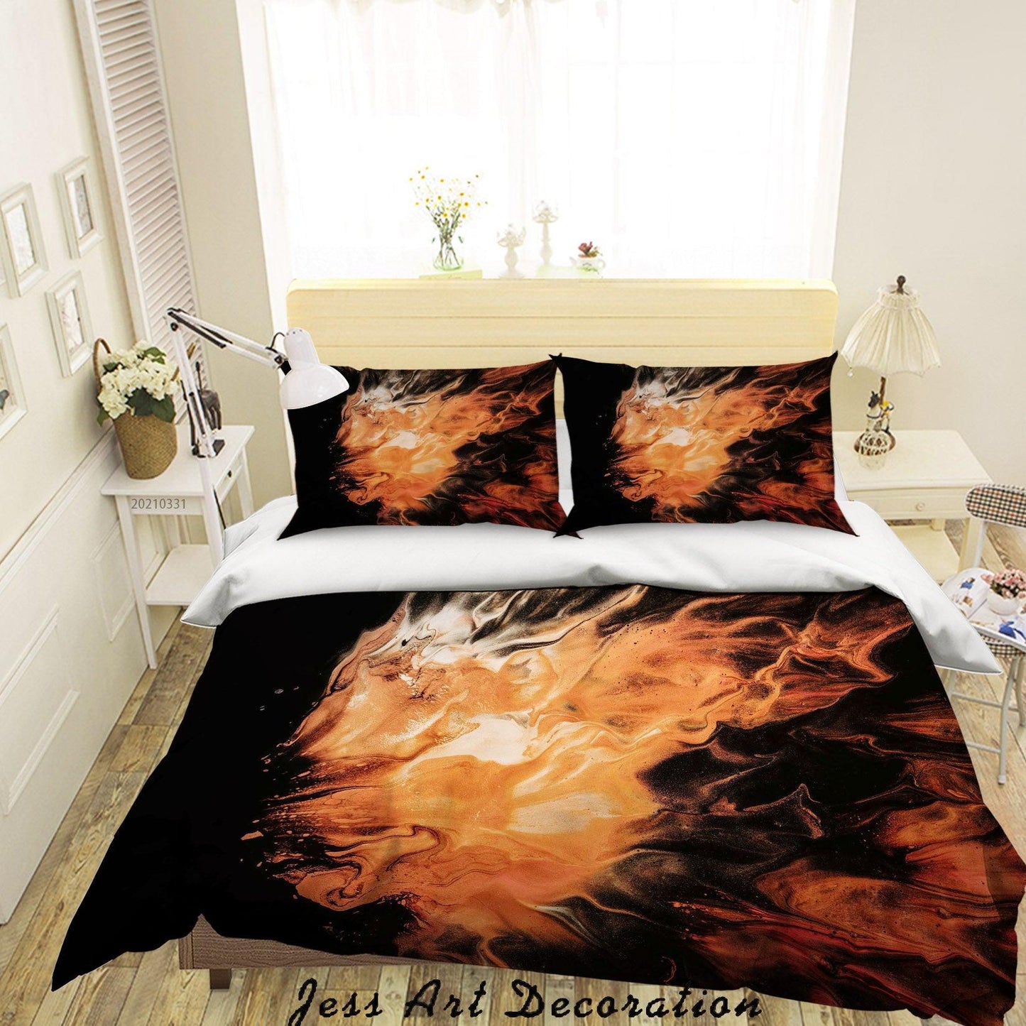 3D Abstract Orange Marble Texture Quilt Cover Set Bedding Set Duvet Cover Pillowcases 269