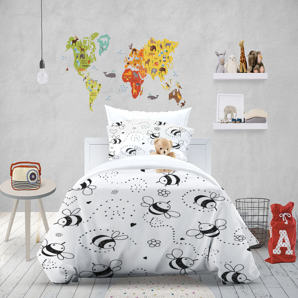 3D Bee Floral Love Wave Point Quilt Cover Set Bedding Set Duvet Cover Pillowcases 1294