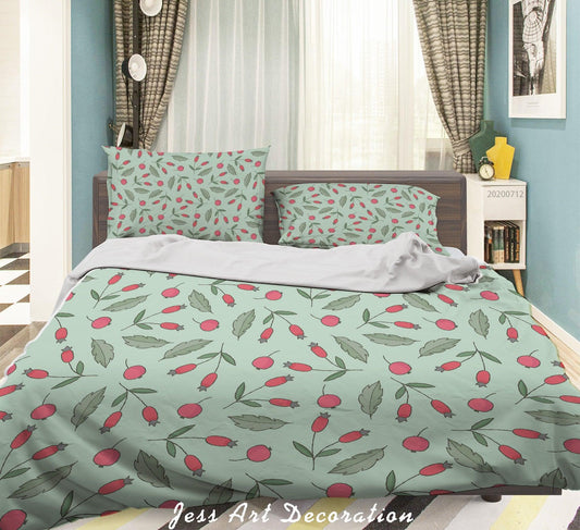 3D Abstract Vintage Leaves Fruit Pattern Quilt Cover Set Bedding Set Duvet Cover Pillowcases WJ 4013