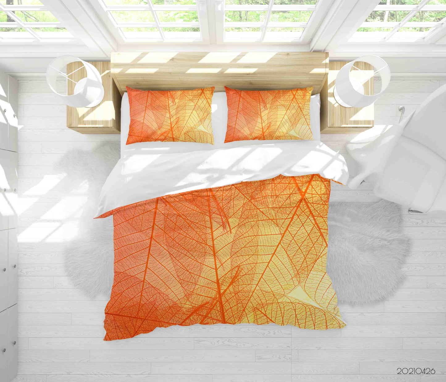 3D Autumn Leaf Texture Quilt Cover Set Bedding Set Duvet Cover Pillowcases 305