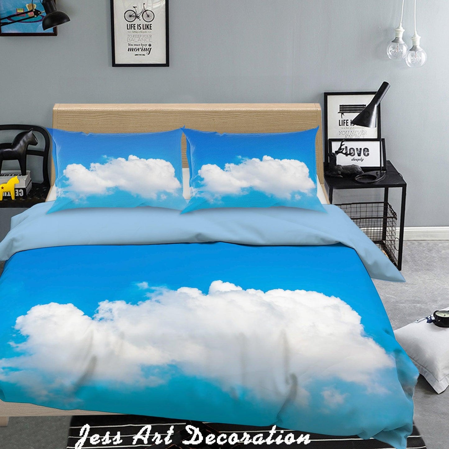 3D Blue Sky White Clouds Quilt Cover Set Bedding Set Pillowcases  8