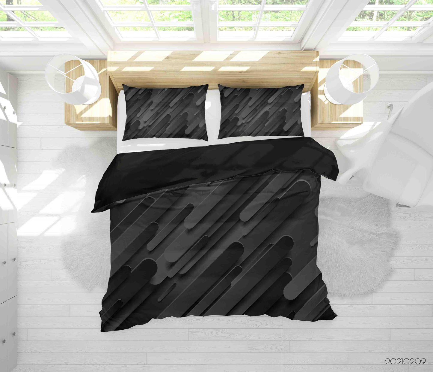 3D Abstract Black Geometry Quilt Cover Set Bedding Set Duvet Cover Pillowcases 24