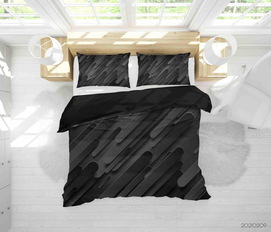 3D Abstract Black Geometry Quilt Cover Set Bedding Set Duvet Cover Pillowcases 24