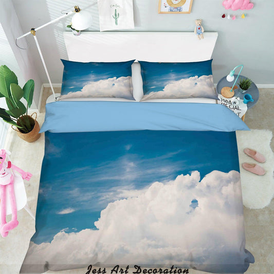 3D Blue Sky White Clouds Quilt Cover Set Bedding Set Pillowcases  5