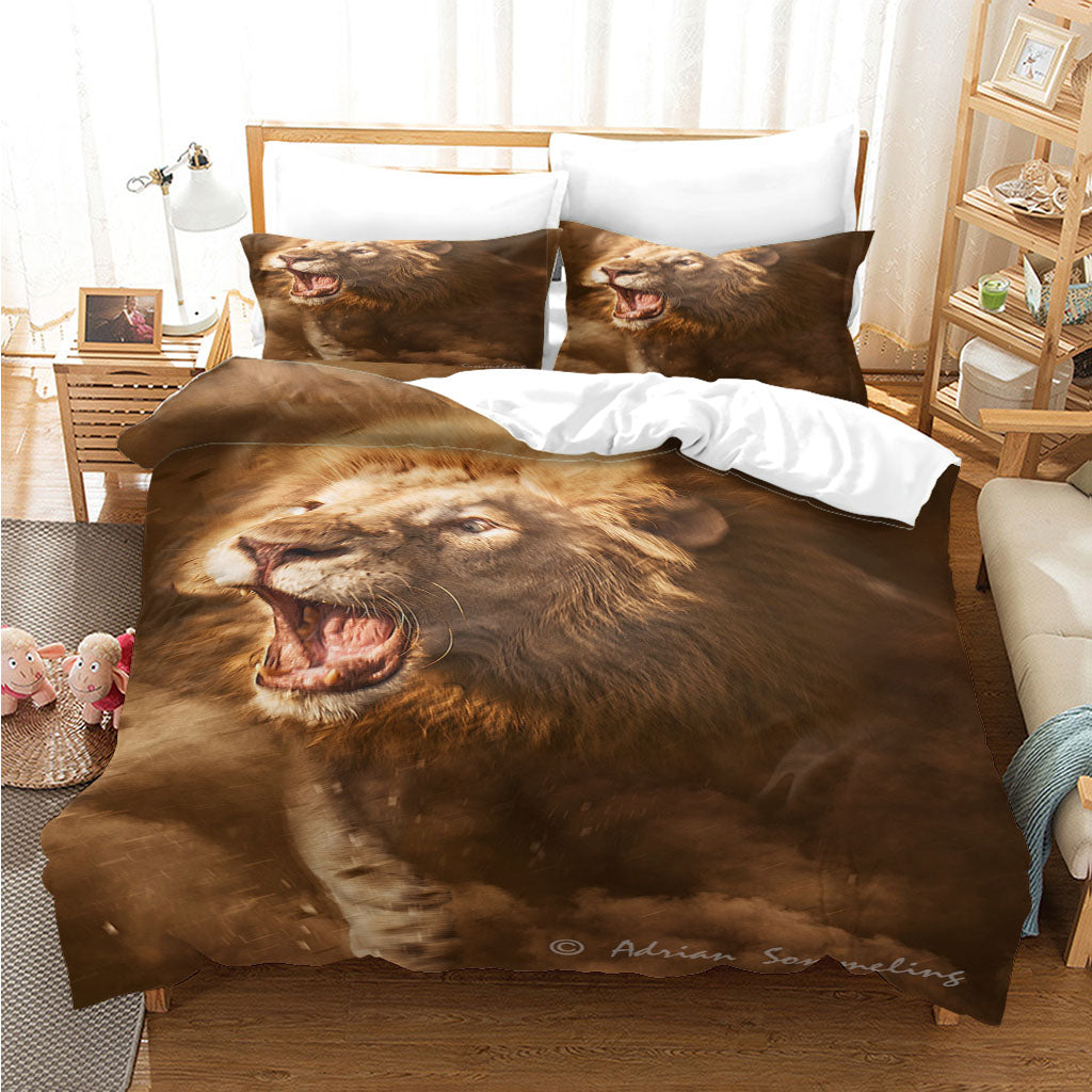 3D Animal Lion Mane Brown Quilt Cover Set Bedding Set Duvet Cover Pillowcases 1120