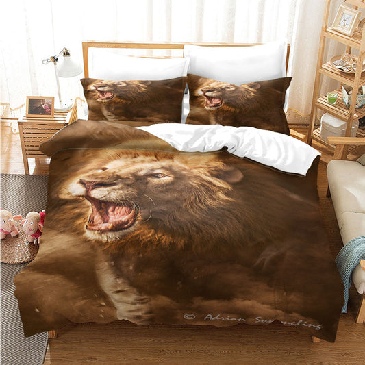 3D Animal Lion Mane Brown Quilt Cover Set Bedding Set Duvet Cover Pillowcases 1120
