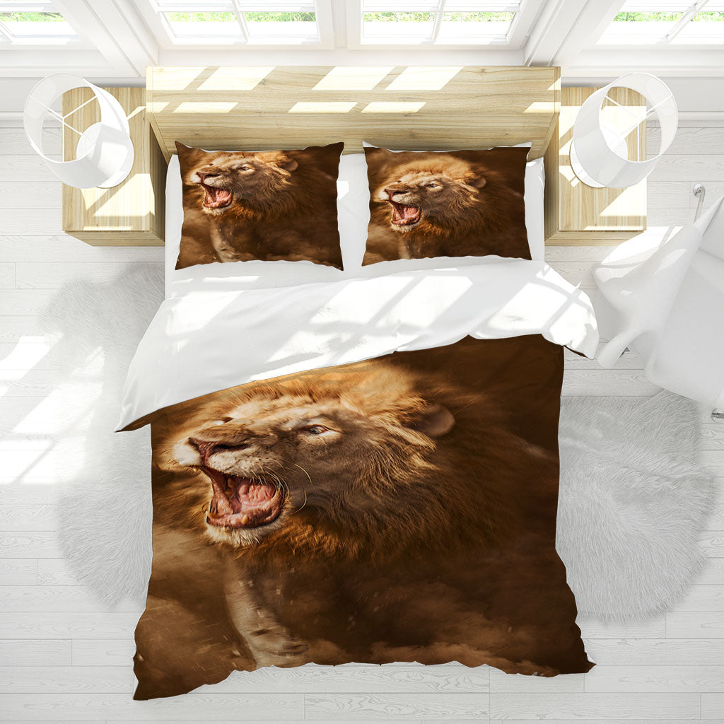 3D Animal Lion Mane Brown Quilt Cover Set Bedding Set Duvet Cover Pillowcases 1120