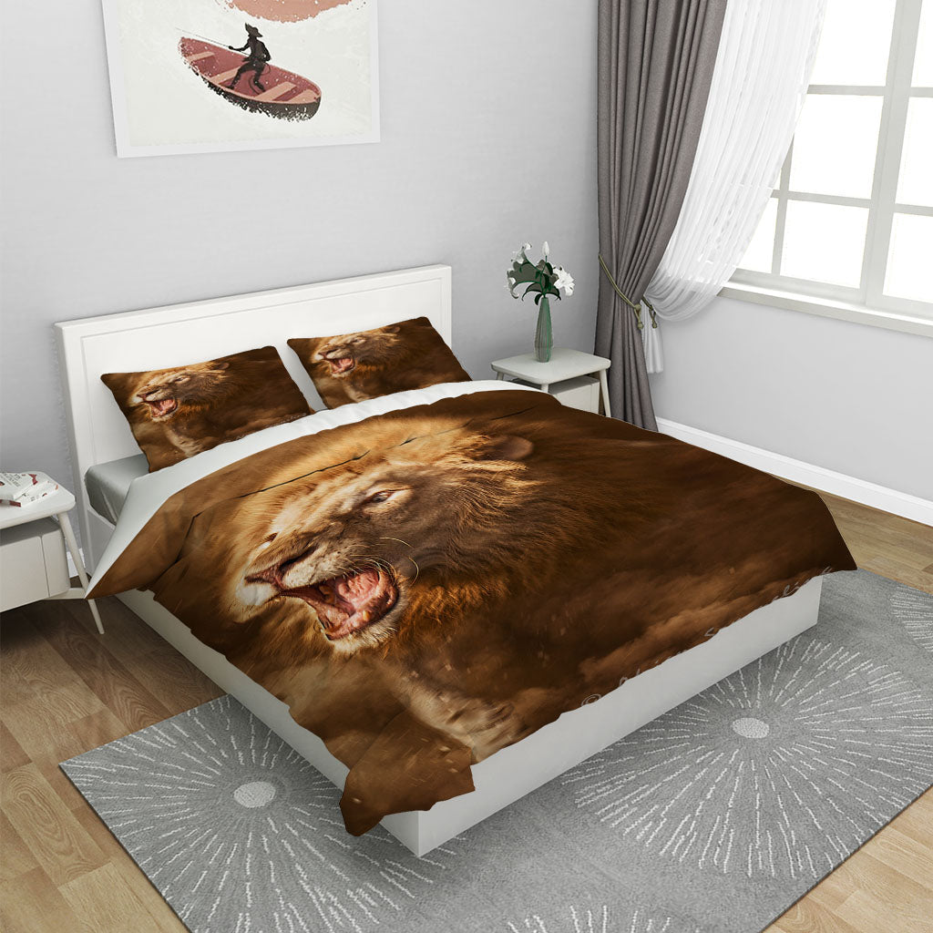 3D Animal Lion Mane Brown Quilt Cover Set Bedding Set Duvet Cover Pillowcases 1120
