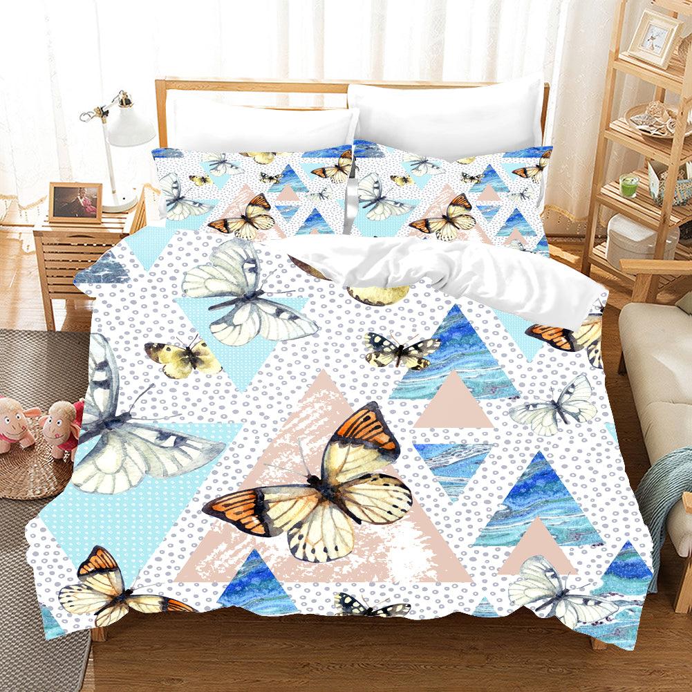 3D Butterfly Triangle Quilt Cover Set Bedding Set Pillowcases 83