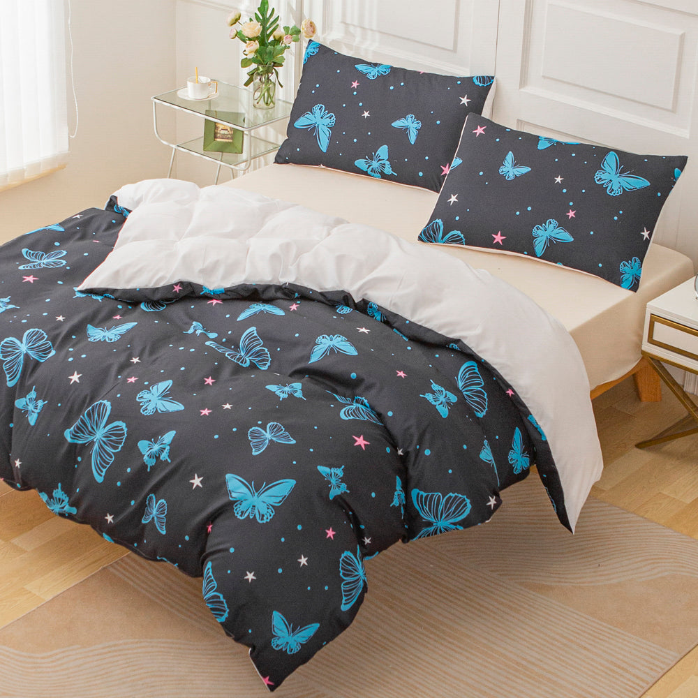 3D Blue Butterfly Pattern Quilt Cover Set Bedding Set Duvet Cover Pillowcases 600