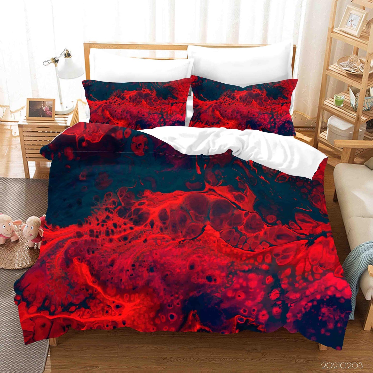 3D Abstract Red Marble Texture Quilt Cover Set Bedding Set Duvet Cover Pillowcases 9
