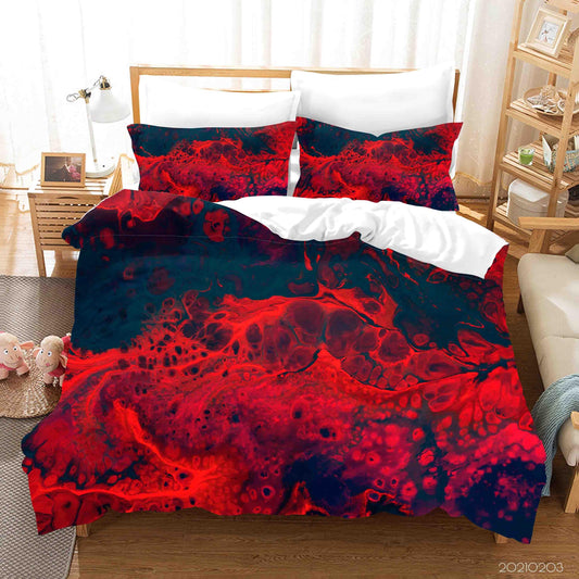3D Abstract Red Marble Texture Quilt Cover Set Bedding Set Duvet Cover Pillowcases 9