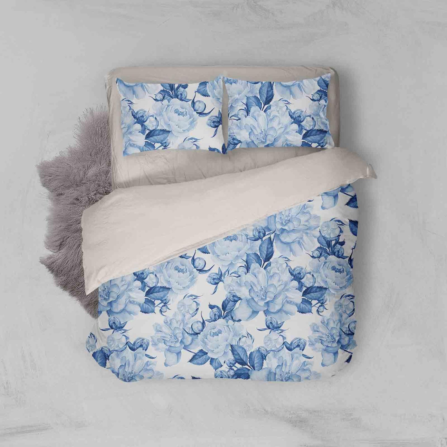 3D Blue Flowers Quilt Cover Set Bedding Set Pillowcases 65