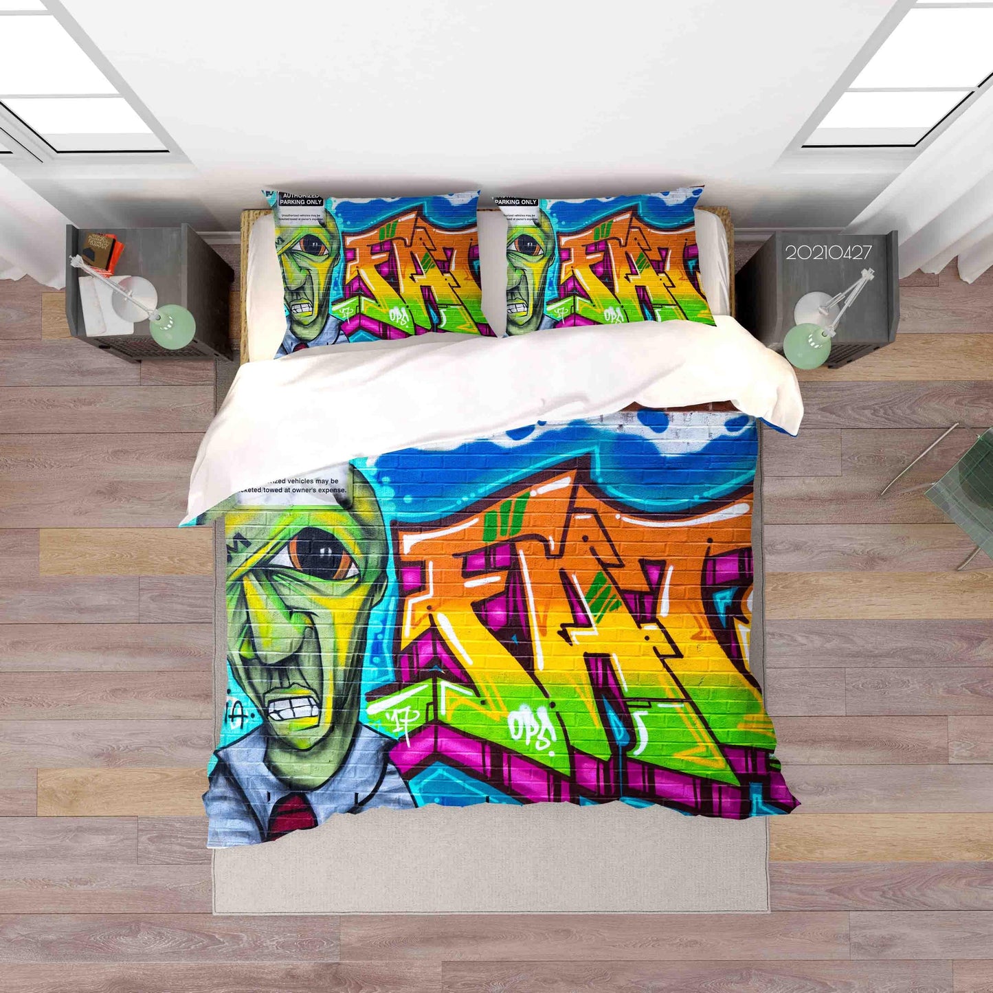 3D Abstract Colored Street Graffiti Quilt Cover Set Bedding Set Duvet Cover Pillowcases 113