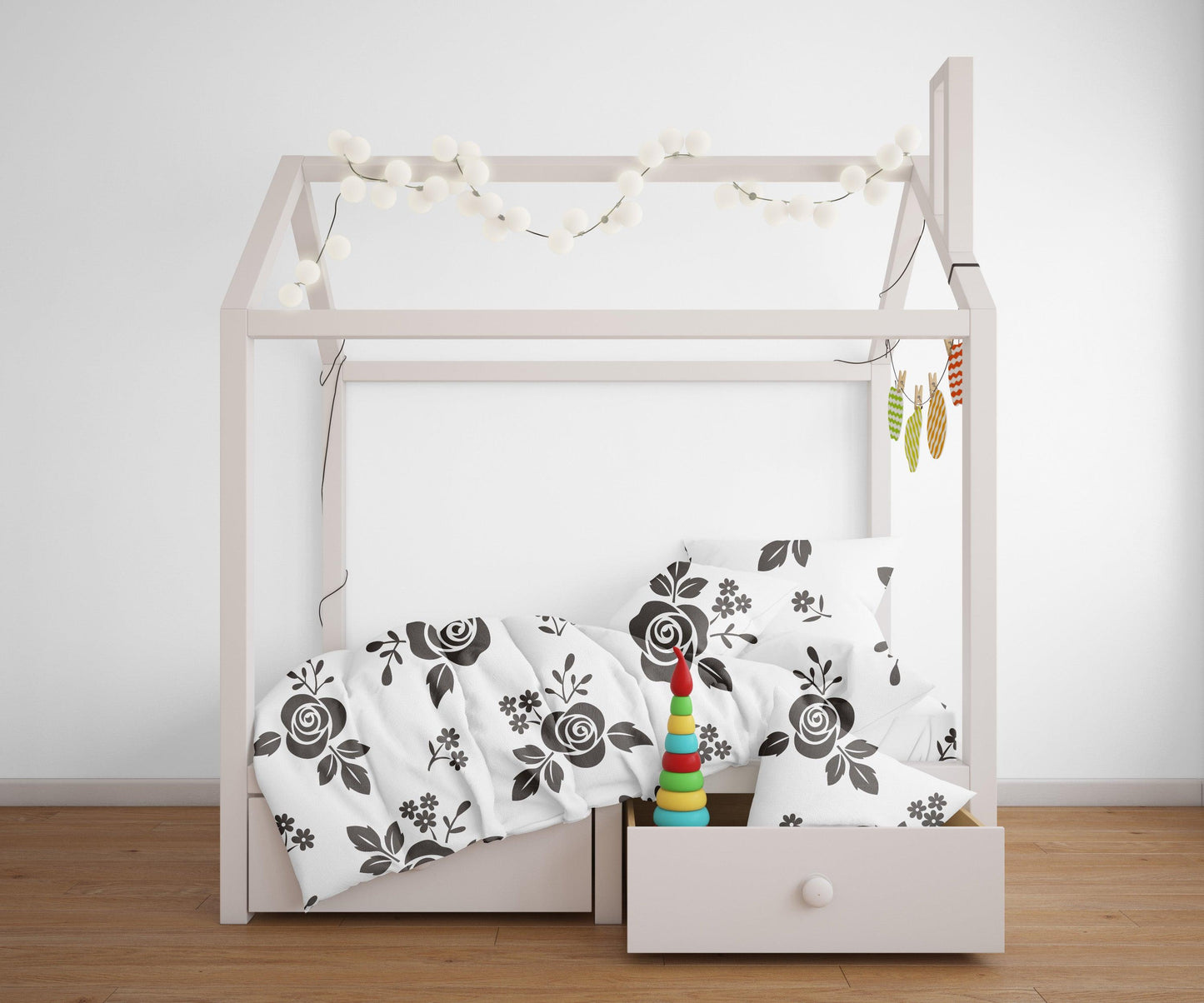 3D Black White Flowers Pattern Quilt Cover Set Bedding Set Pillowcases  12