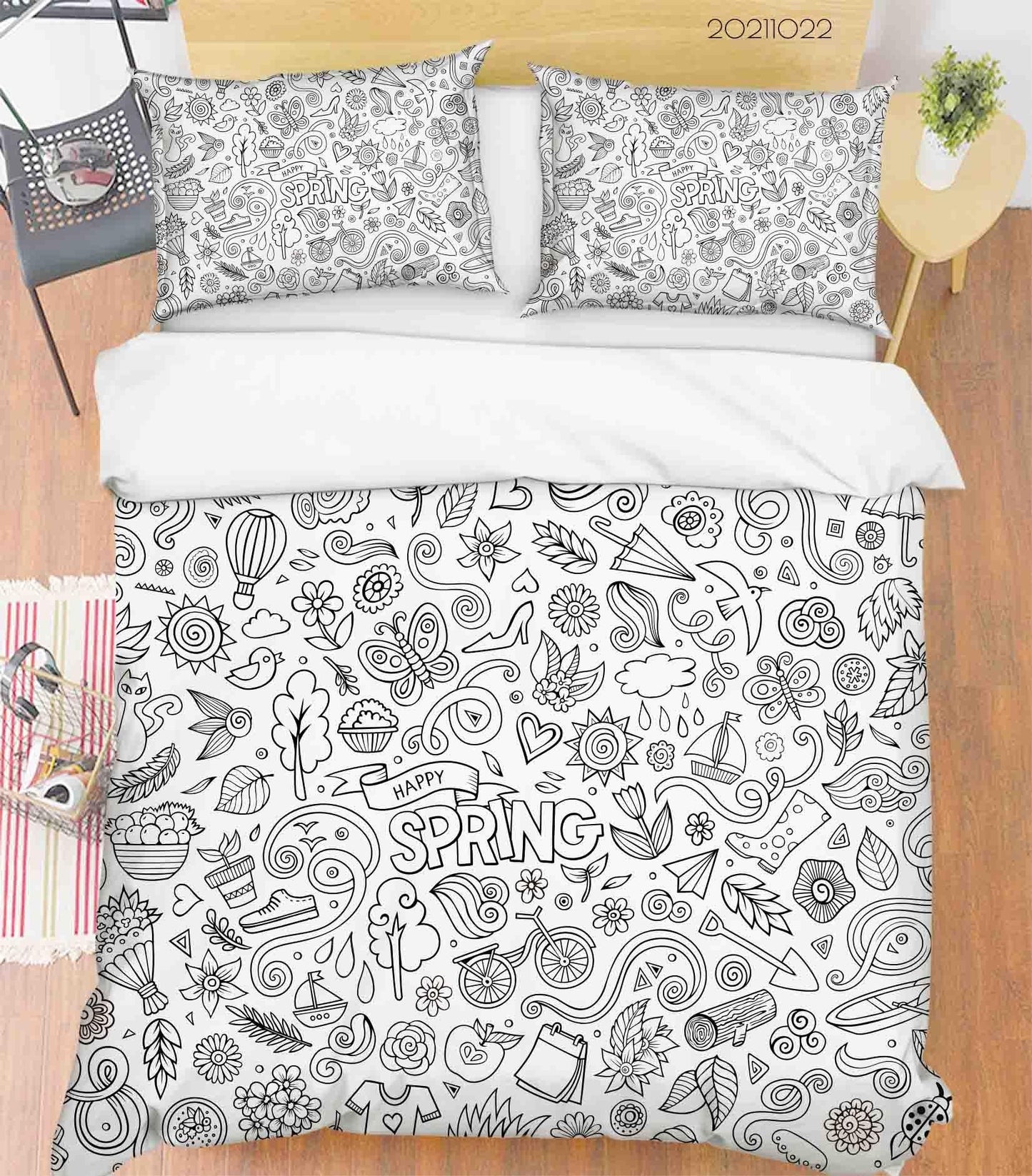 3D Cartoon Illustration Doodle Quilt Cover Set Bedding Set Duvet Cover Pillowcases 4
