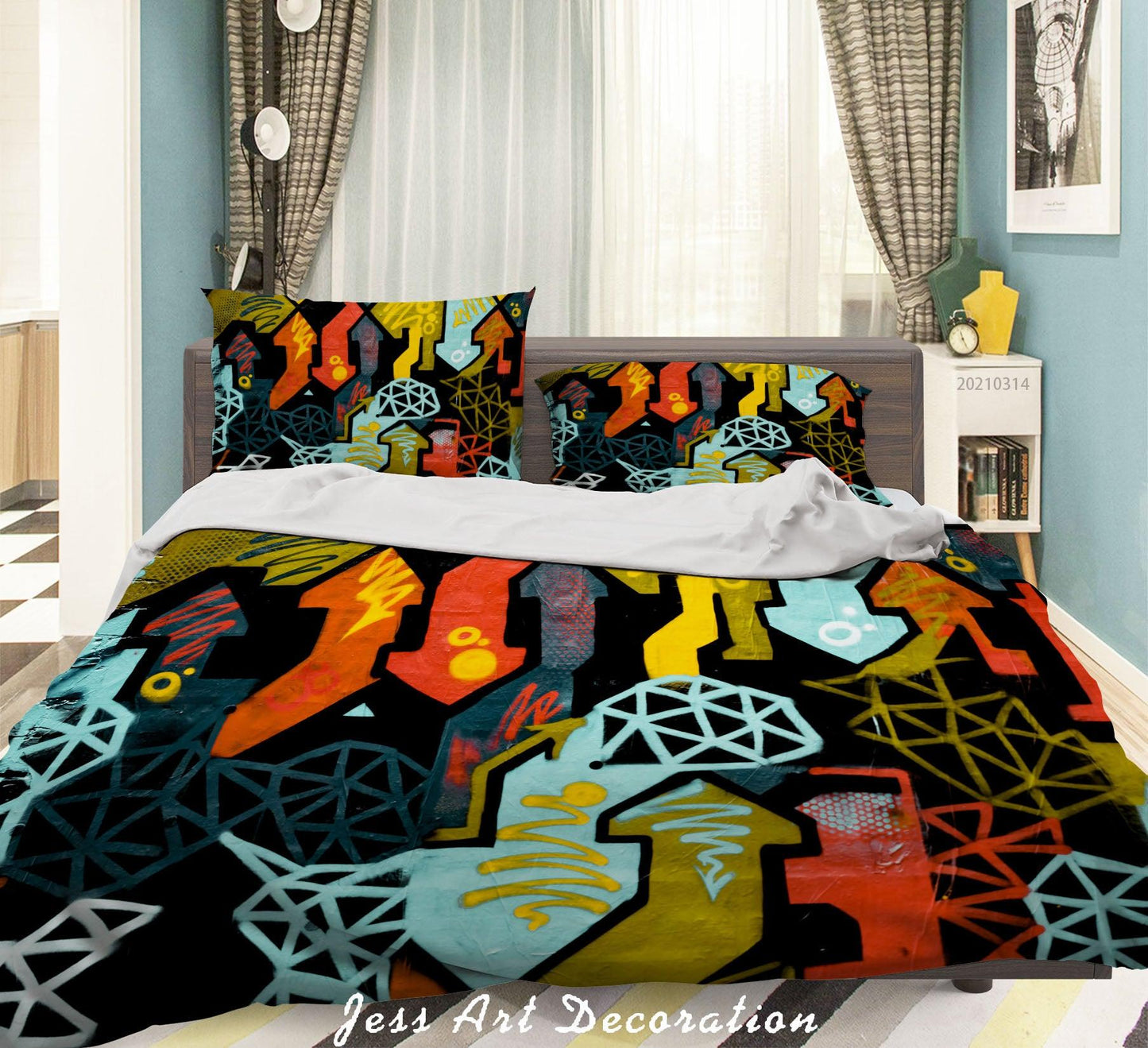 3D Abstract Street Graffiti Artist Works Quilt Cover Set Bedding Set Duvet Cover Pillowcases 115