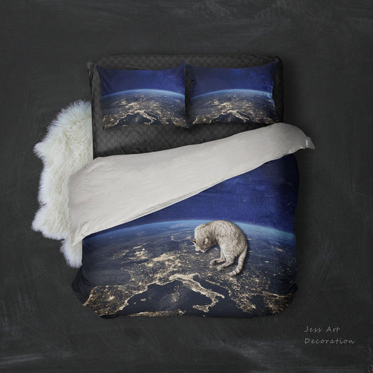 3D Blue Out Space Earth Quilt Cover Set Bedding Set Pillowcases 136