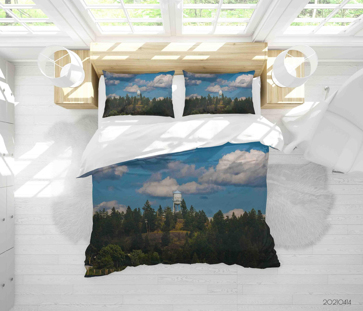 3D Blue Sky White Cloud Forest Quilt Cover Set Bedding Set Duvet Cover Pillowcases 17