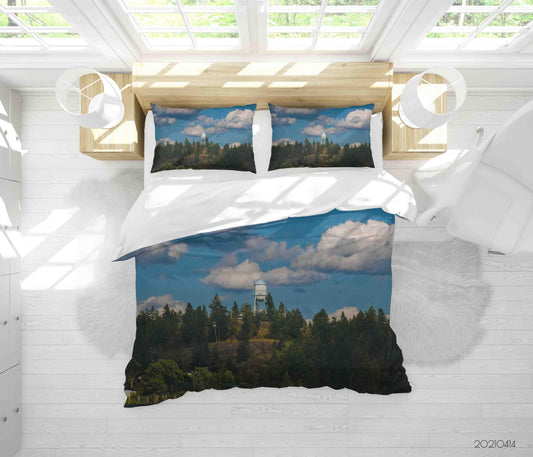 3D Blue Sky White Cloud Forest Quilt Cover Set Bedding Set Duvet Cover Pillowcases 17