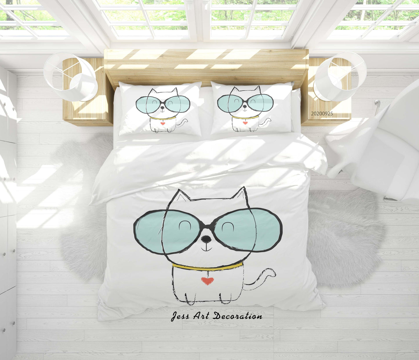 3D Cartoon Animal Cat Pattern Quilt Cover Set Bedding Set Duvet Cover Pillowcases WJ 6495