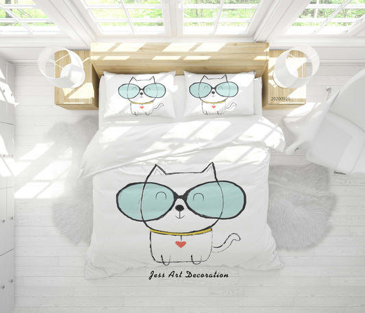 3D Cartoon Animal Cat Pattern Quilt Cover Set Bedding Set Duvet Cover Pillowcases WJ 6495