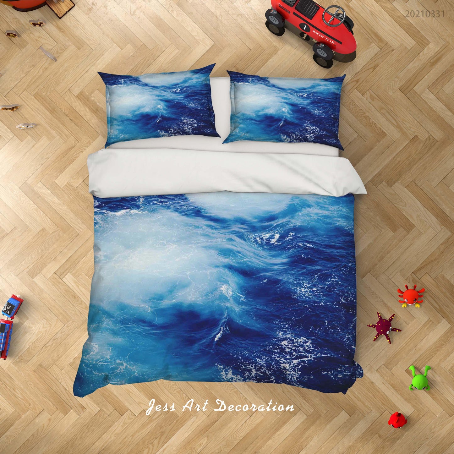 3D Blue Sea Wave Quilt Cover Set Bedding Set Duvet Cover Pillowcases 190