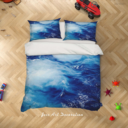 3D Blue Sea Wave Quilt Cover Set Bedding Set Duvet Cover Pillowcases 190