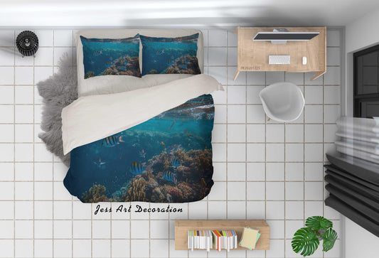 3D Blue Marine Fish Coral Quilt Cover Set Bedding Set Duvet Cover Pillowcases 28