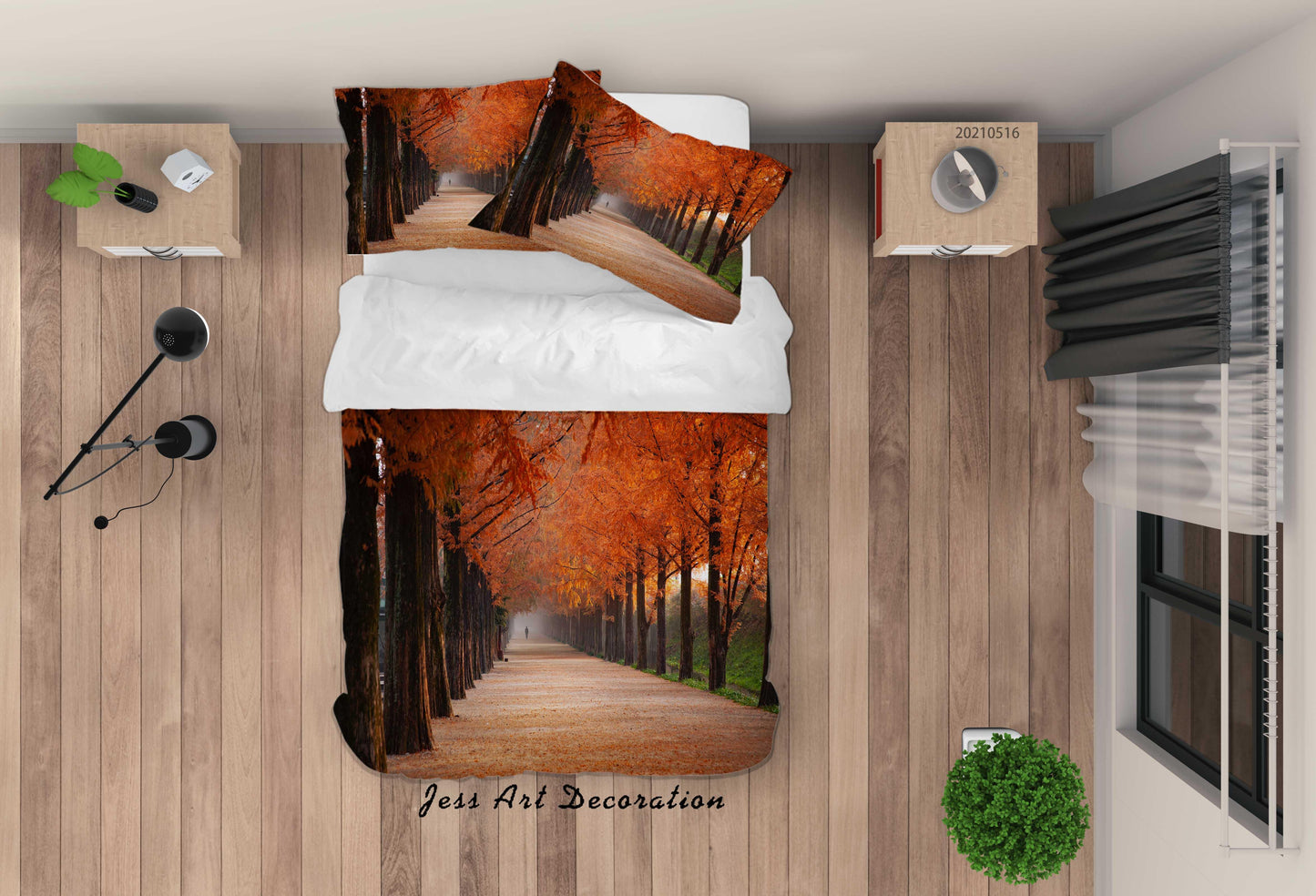 3D Autumn Forest Landscape Quilt Cover Set Bedding Set Duvet Cover Pillowcases 83