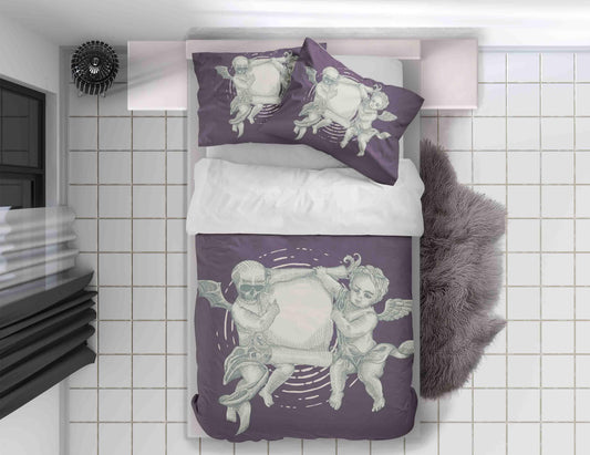 3D Angel Demon Vintage Paper Tattoo Sign Quilt Cover Set Bedding Set Duvet Cover Pillowcases WJ 9147
