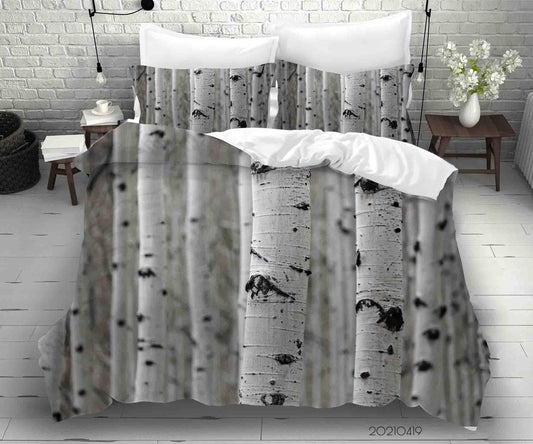 3D Birch Forest Landscape Quilt Cover Set Bedding Set Duvet Cover Pillowcases 187
