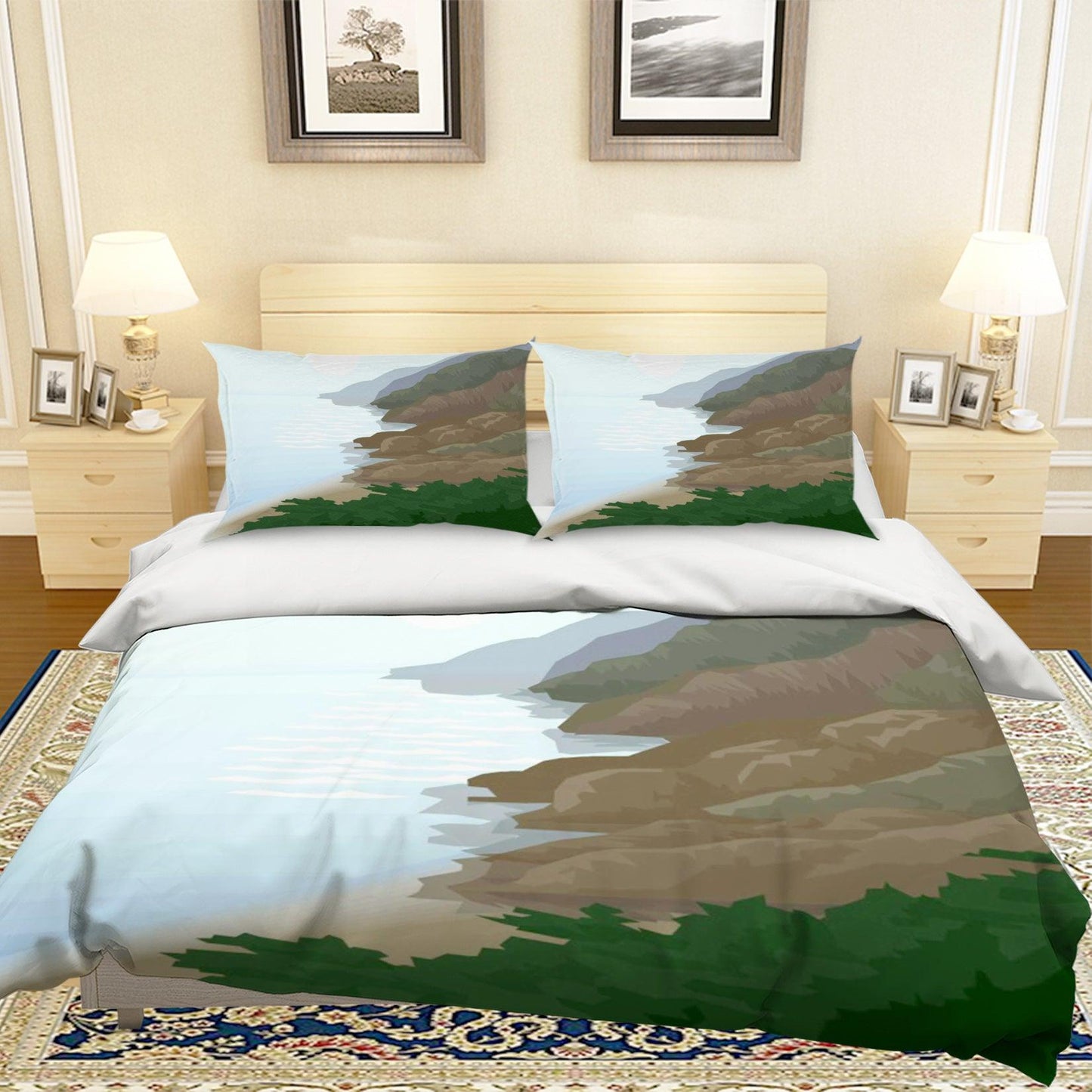 3D Blue Brown Coastal Sea Quilt Cover Set Bedding Set Pillowcases 54