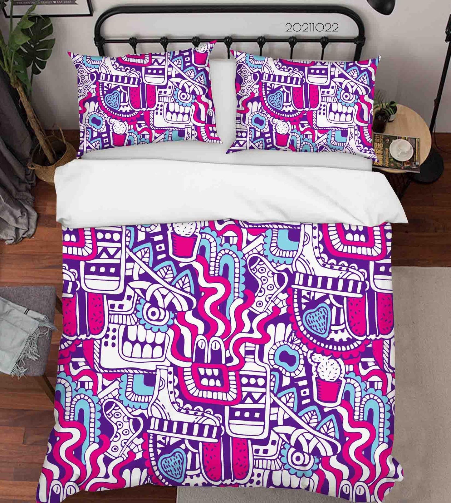 3D Abstract Monster Graffiti Quilt Cover Set Bedding Set Duvet Cover Pillowcases 17