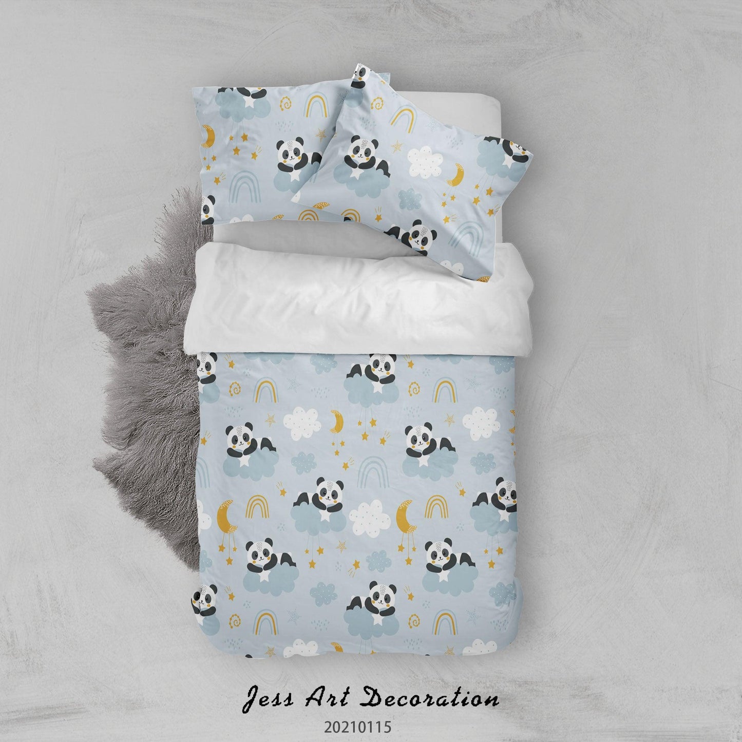 3D Cartoon Animal Panda Cloud Quilt Cover Set Bedding Set Duvet Cover Pillowcases 63