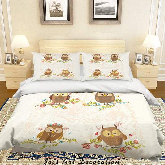 3D Cartoon Owls Quilt Cover Set Bedding Set Pillowcases 112