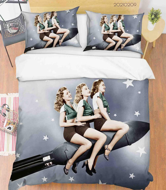 3D Beauty Rocket Quilt Cover Set Bedding Set Duvet Cover Pillowcases 213