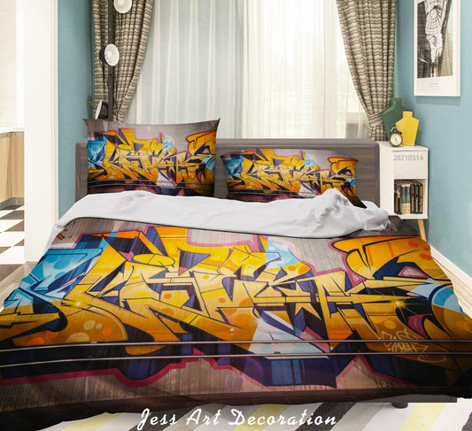 3D Abstract Color Graffiti Quilt Cover Set Bedding Set Duvet Cover Pillowcases 166