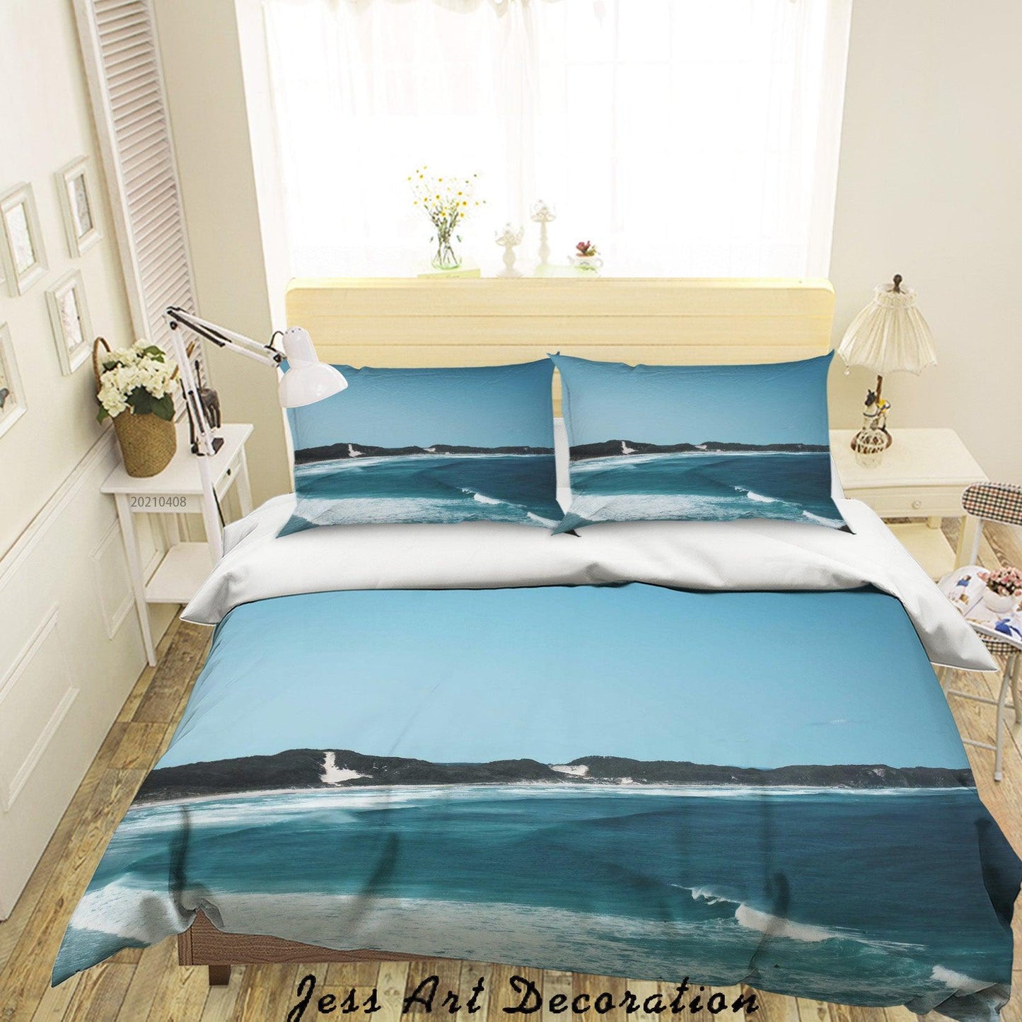 3D Blue Sea Mountain Landscape Quilt Cover Set Bedding Set Duvet Cover Pillowcases 204
