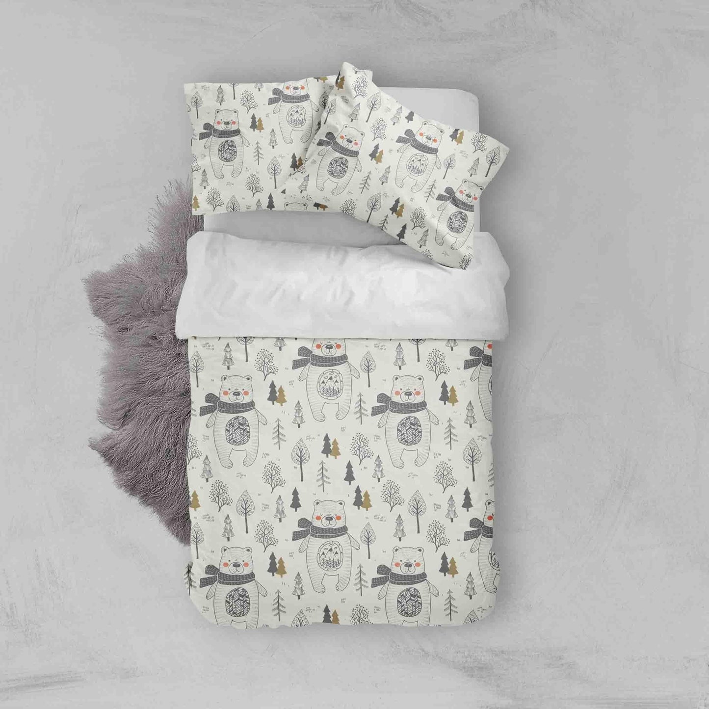 3D Cartoon Bear Pine Quilt Cover Set Bedding Set Pillowcases 110