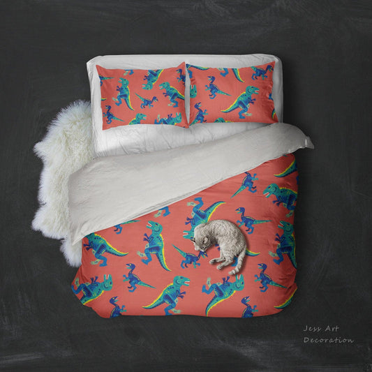 3D Blue Cartoon Dinosaur Quilt Cover Set Bedding Set Pillowcases 124