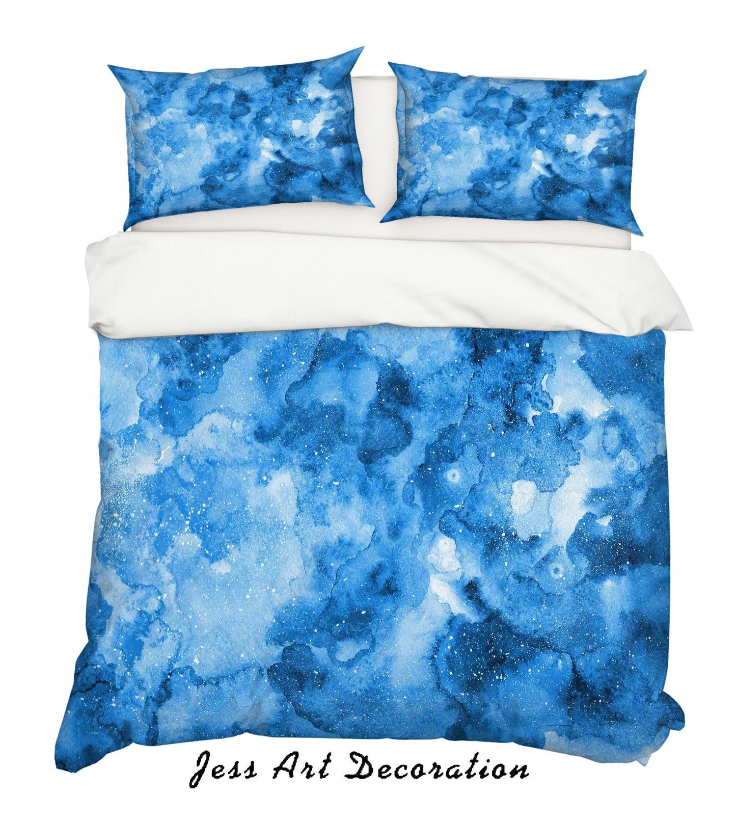 3D Blue Watercolor Quilt Cover Set Bedding Set Pillowcases 28