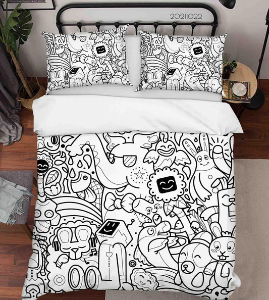 3D Abstract Monster Graffiti Quilt Cover Set Bedding Set Duvet Cover Pillowcases 32